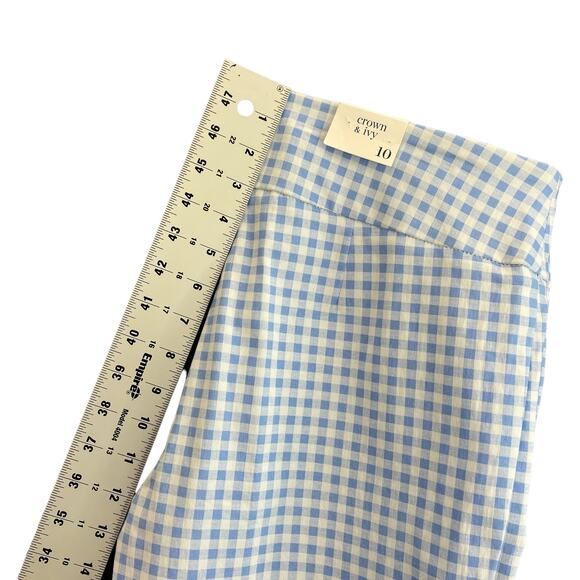 Crown & Ivy Crop Pants Size 10 Checkered Blue and White - Picture 8 of 12